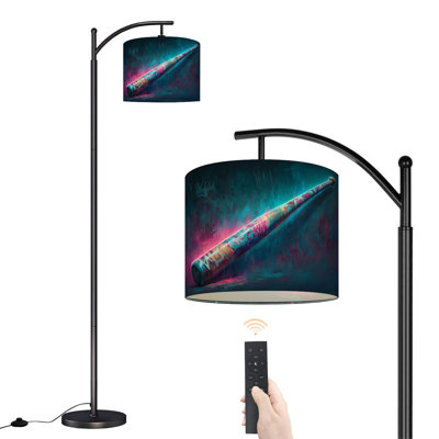 Lampe sur pied arc avec abat-jour réglable Baseball abstrait Neon Graffiti Lampe sur pied Urban 3 températures avec gradateur de lumière