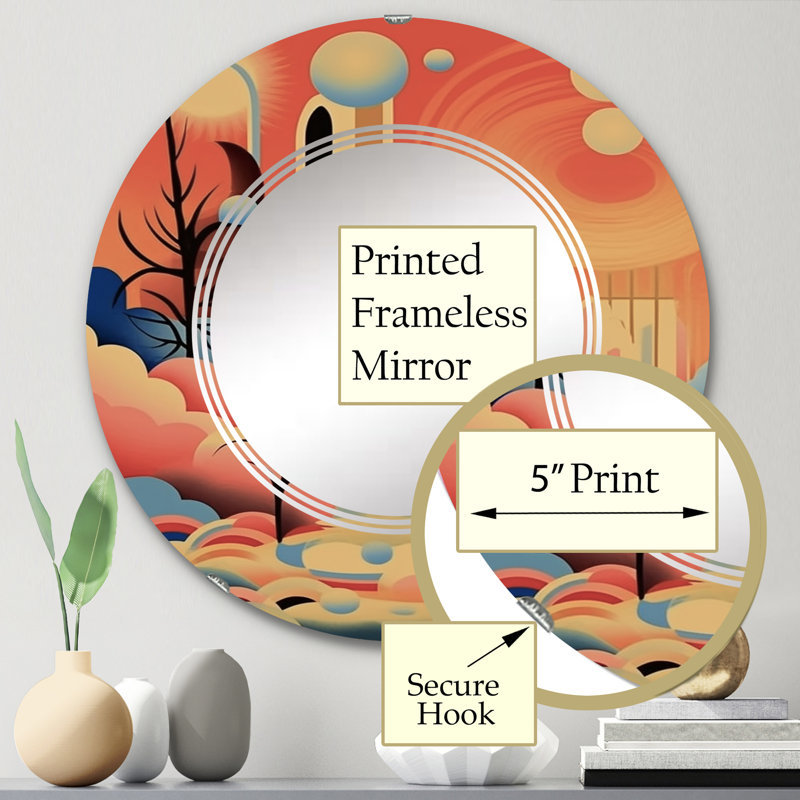 Palk - Miroir mural rond moderne, 24 po x 24 po