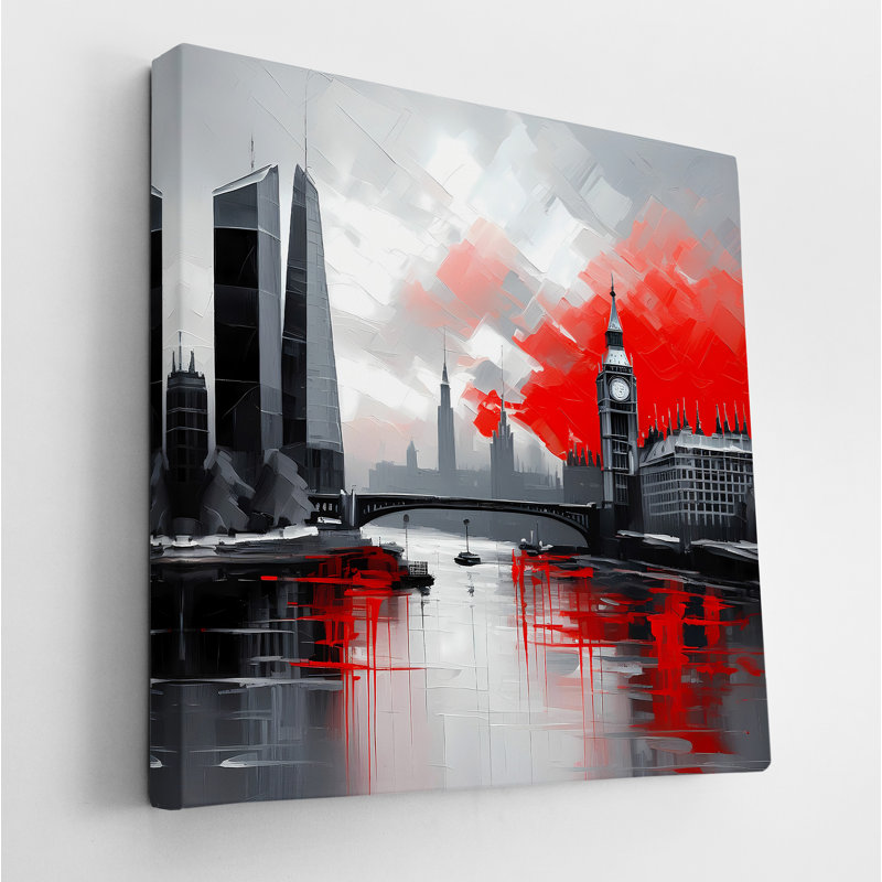 A Red Dawn Over London, 54" H x 54" W