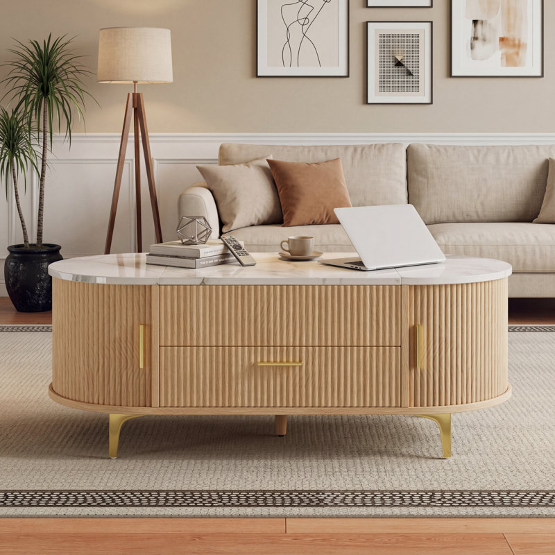 Liora Lift-Top Coffee Table with Hidden Storage, Natural