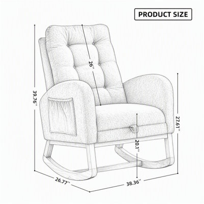Chaise berçante d'appoint avec repose-pieds à haut dossier en bois d'hévéa LY-5104