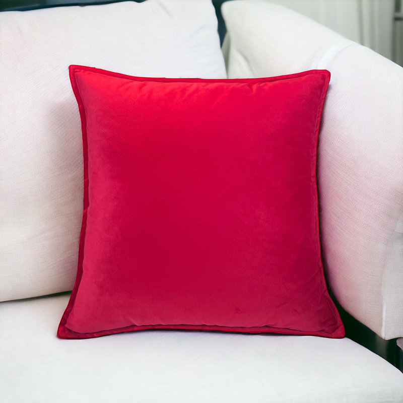 Velvet Pillow Cover, Square 16", Red