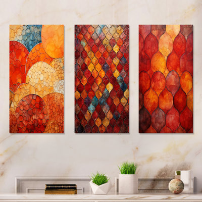 Ensemble de salon 3 pièces Elegant Orange and Yellow Moroccan Tiles II
