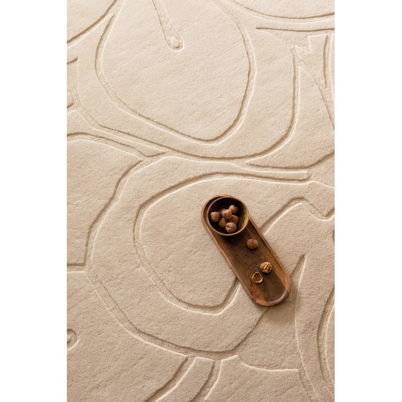 Wool Area Rug in Cream, 4'7" x 6'7"