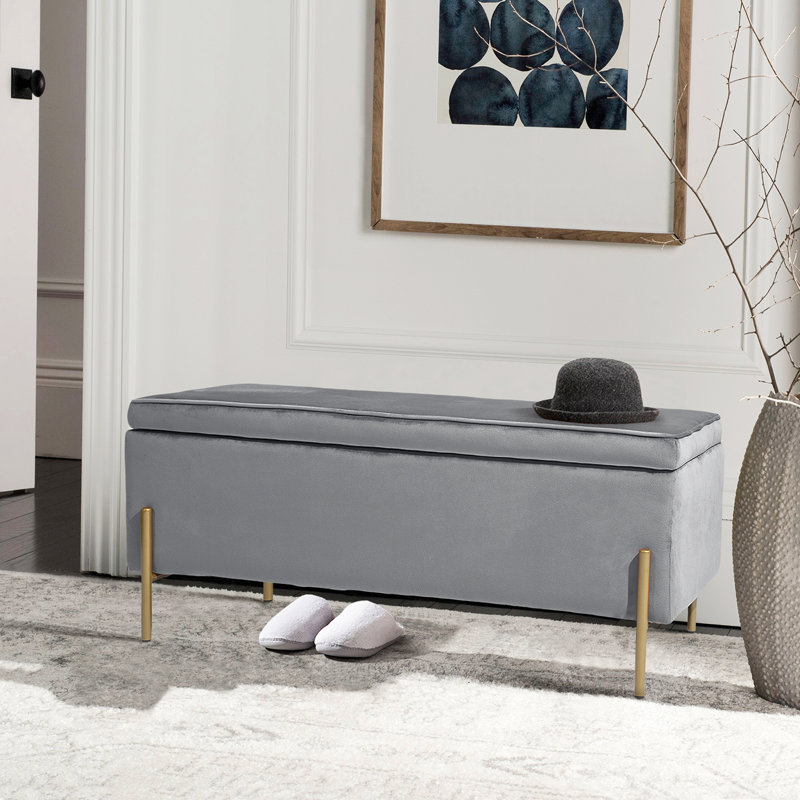 Banc de rangement rembourré Casiano, Gris