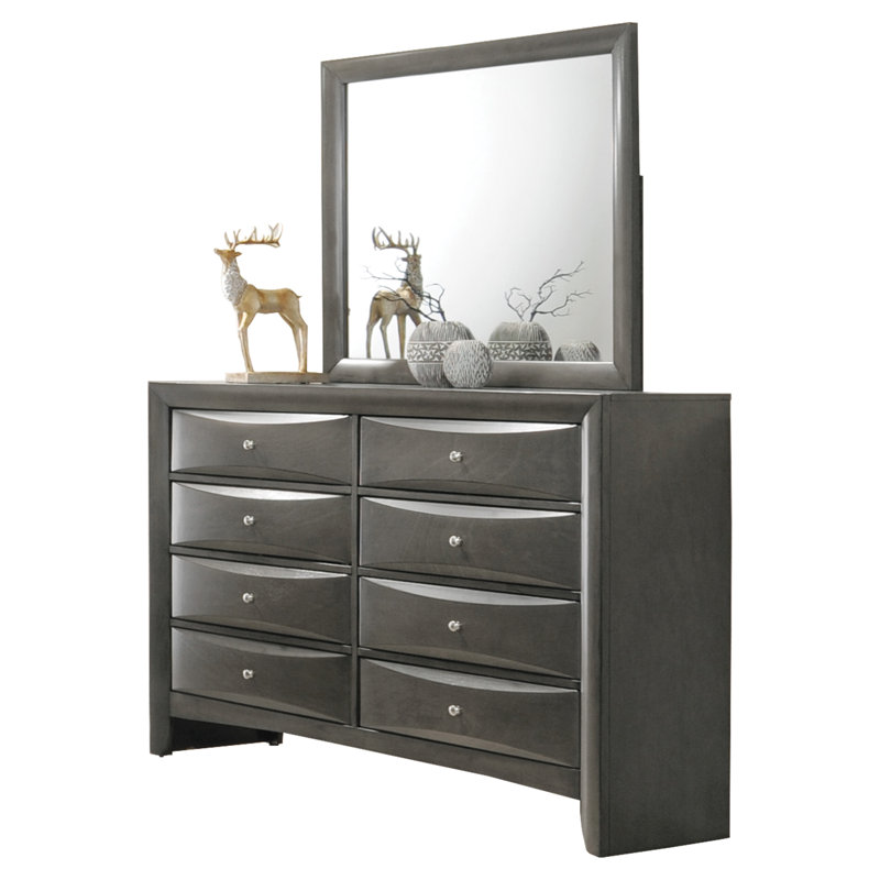 Commode double 8 tiroirs Malaika, Chêne gris