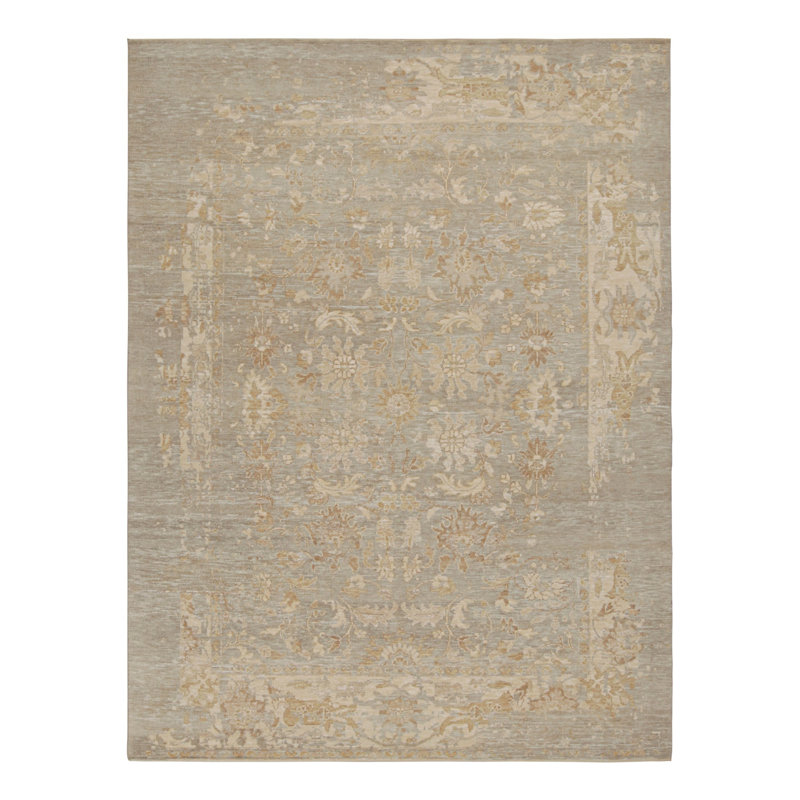 Oushak Handmade Oushak Silk Floral Area Rug, Rectangle 6' x 9'
