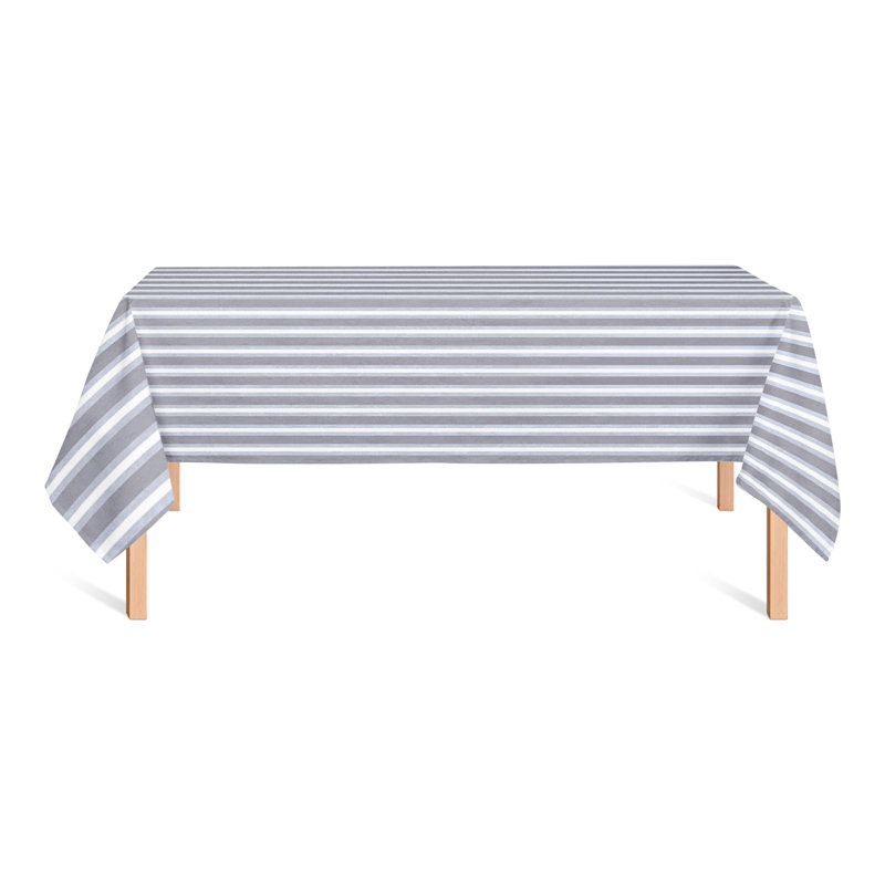 Rectangular Striped Polyester Tablecloth, Dark Gray