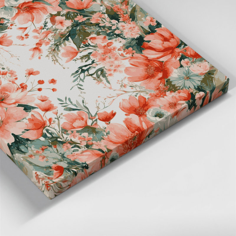 Watercolor Floral 8 Grey Canvas Wall Art, 12" H x 12" W