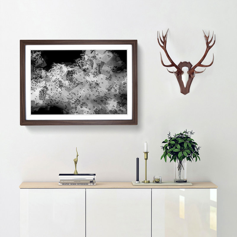 Birds on the Move in Abstract - Picture Frame Graphic Art Print, 36cm H x 48cm W x 2cm D, Walnut Framed