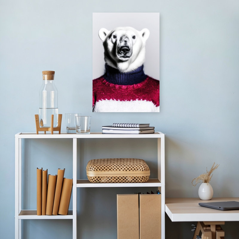 Élégant chandail d'ours polaire, H 18 po x l 12 po