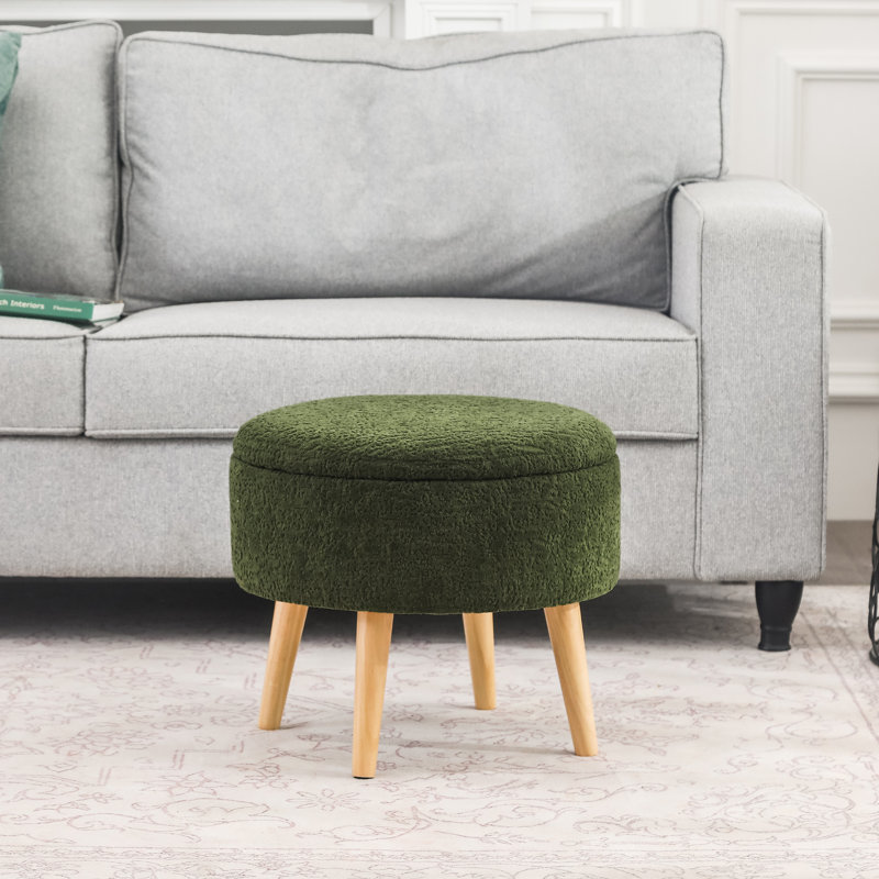 Repose-pieds rond avec rangement,  Noir / vert