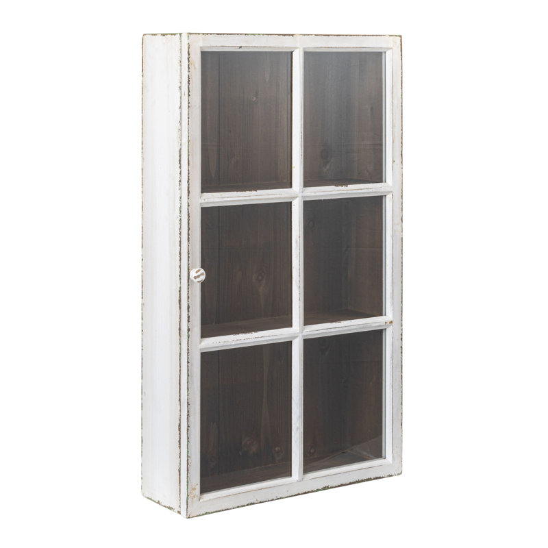 Antique Wood Wall Cabinet with 3 Shelves