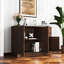 Buffet 43,3 pouces en noyer avec 2 portes, 1 rangement et tiroirs - Commode d'entrée Portes et rangement modernes en bois-131142504