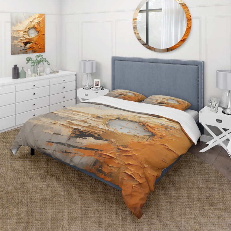 Ensemble de housse de couette Gold Orange Desert Mirage Spiral III - Abstract Spirals