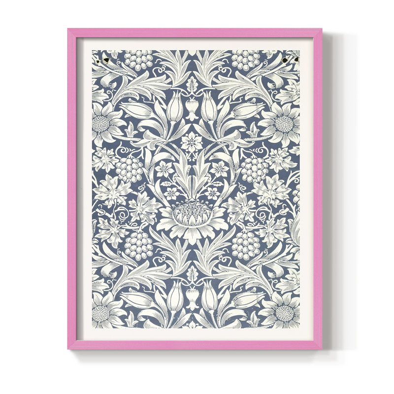 Impression abstraite vintage encadrée XLIV - bois massif, Rose