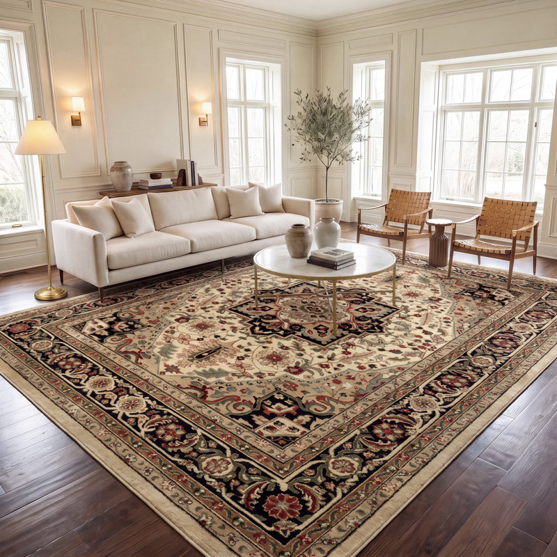 Tapis oriental ivoire / rouge Klose, Beige/Red, Rectangle 10 pi x 14 pi