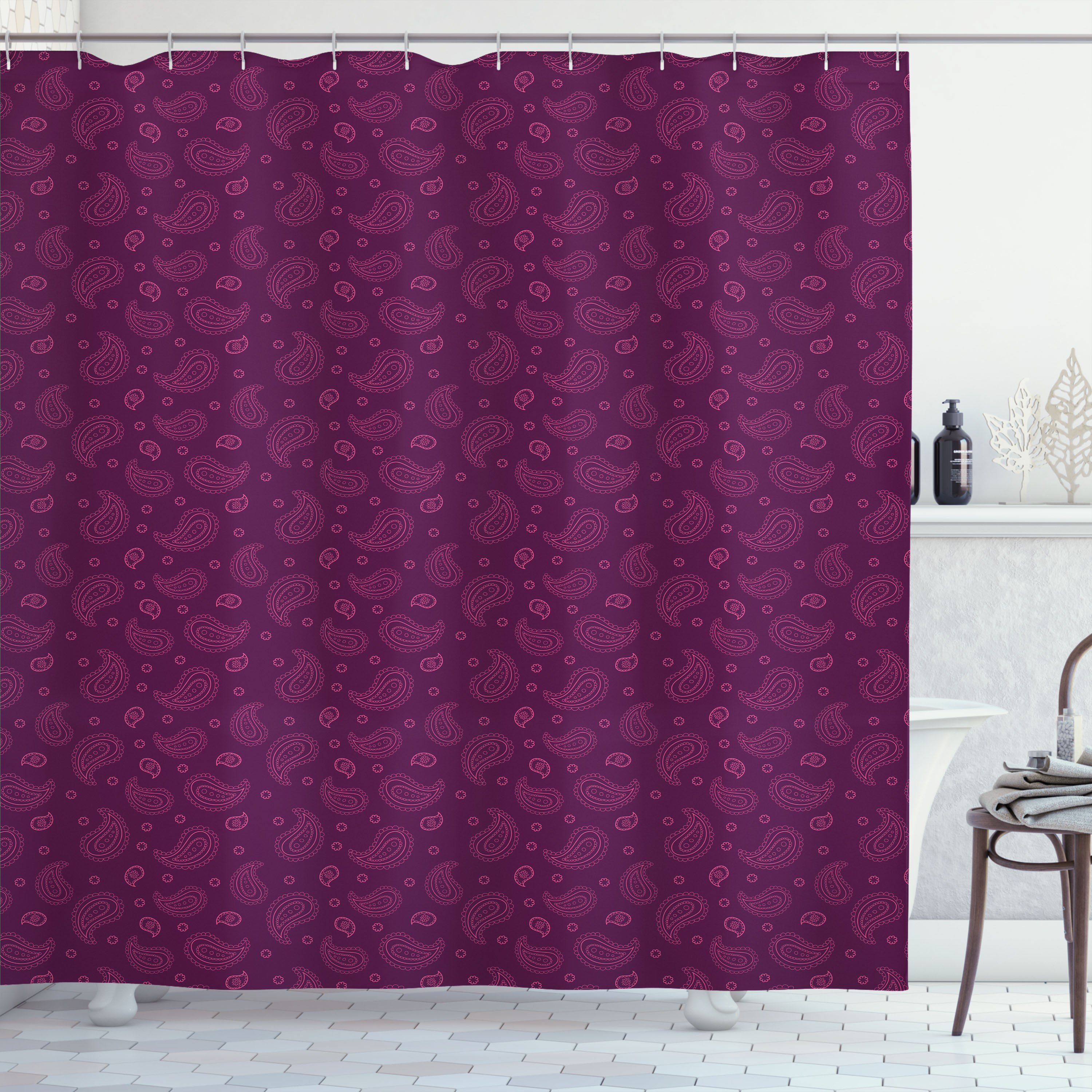 East Urban Home Paisley Shower Curtain Simplistic Outline Floral Plum
