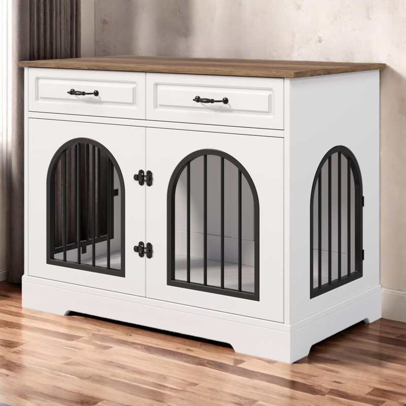 Cage décorative pour chien avec rangement et portes latérales pour chiens de taille moyenne à grande
