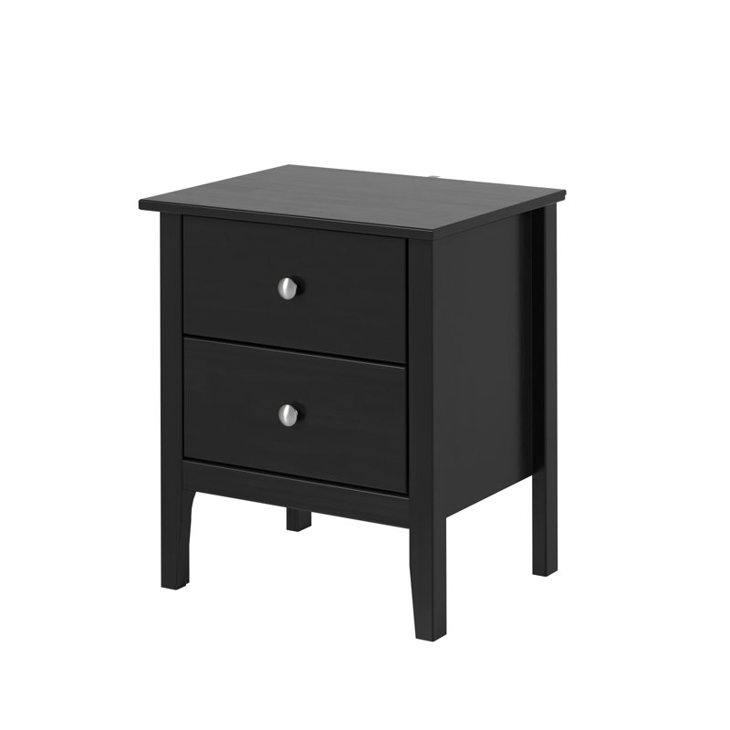 Arzell Shaker Solid Pinewood/ MDF Night Stand, Black