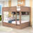 Bunk Bed with Storage Cabinets, LED Lights and 2 Drawers-1512123405