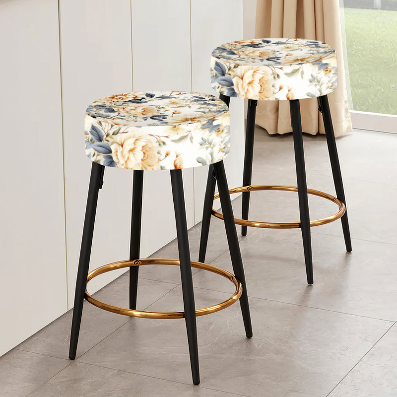 Ensemble de 2 tabourets de bar Antique Autumn Floral Elegance II