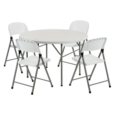 120cm Round Portable Folding Table with 4 Chairs
