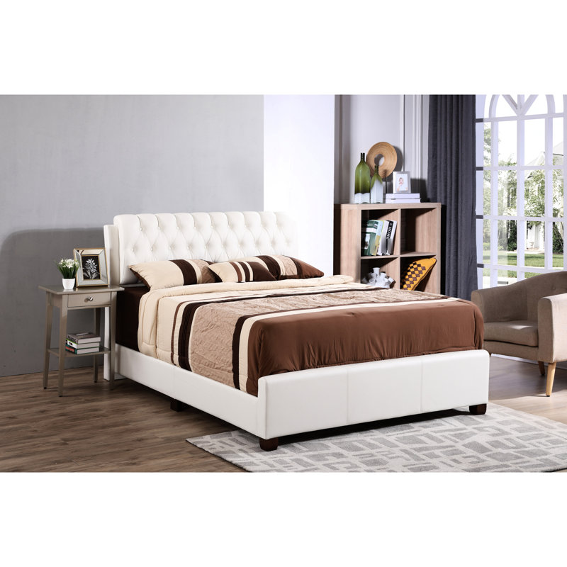 Lit double blanc avec construction, apparence élégante et espace de rangement pratique, construction solide et contemporaine, espace en mousse douce