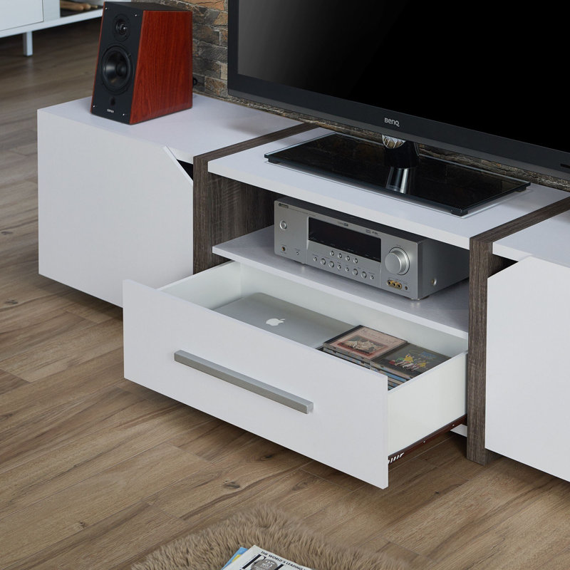 Badiu TV Stand for TVs up to 78", White/Dark Gray