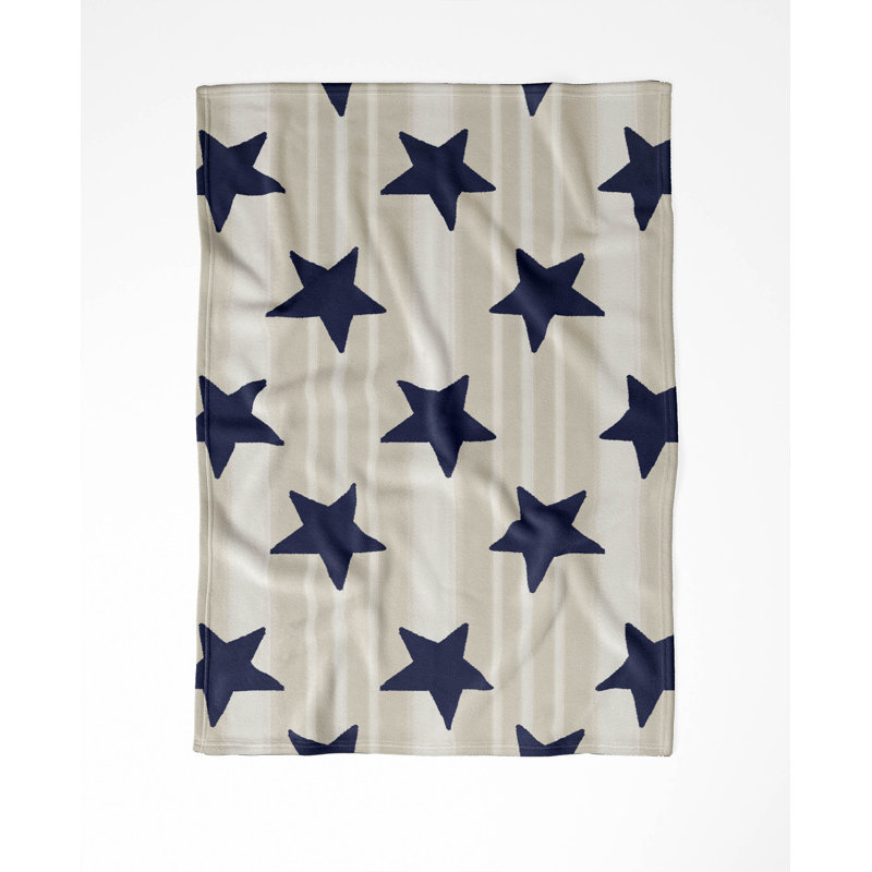 Couverture en velours de velours de coton vison Stars & Stripes, L 60 po x l 50 po, Neutre / bleu
