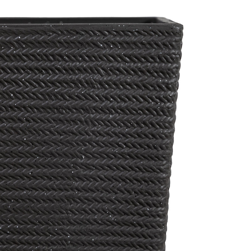 27.2-Inch Tall PE Tapered Planter Pots with Woven Texture, Black