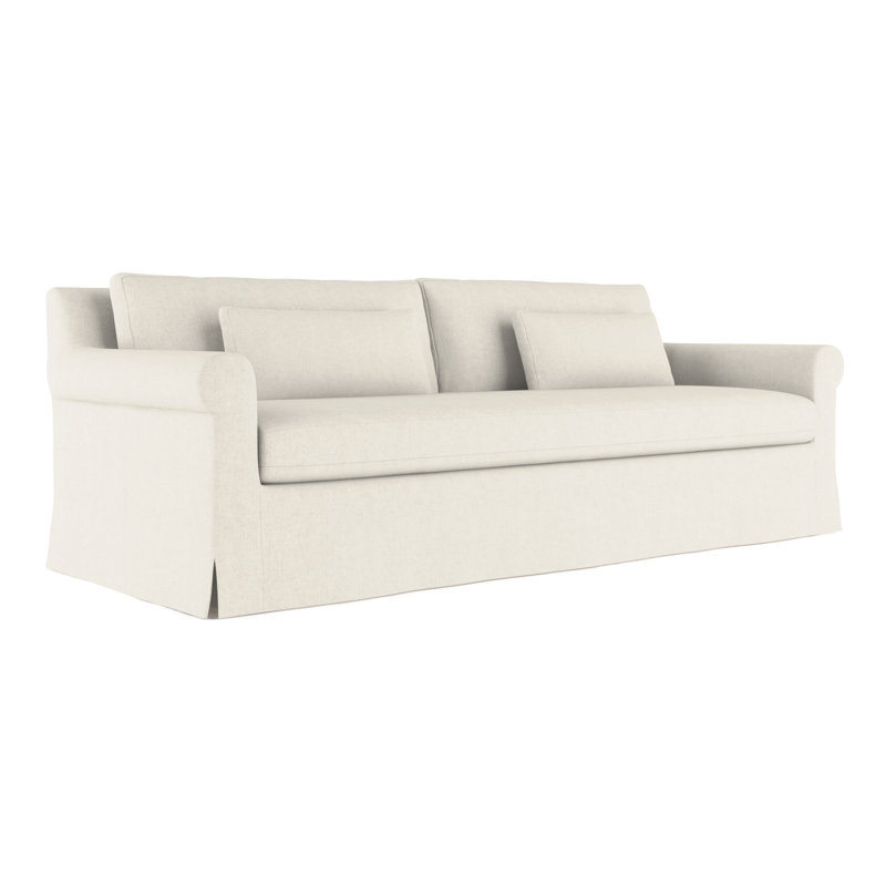 Canapé à accoudoirs arrondis Ludlow, Lin à tissage carré albâtre, H 34 po x l 108 po x P 38 po, Patiné
