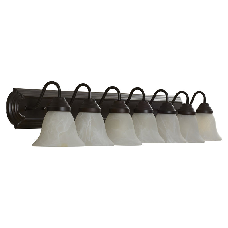 Éclairage de salle de bain à intensité variable 7 lumières Mandu, Marbre / Bronze huilé