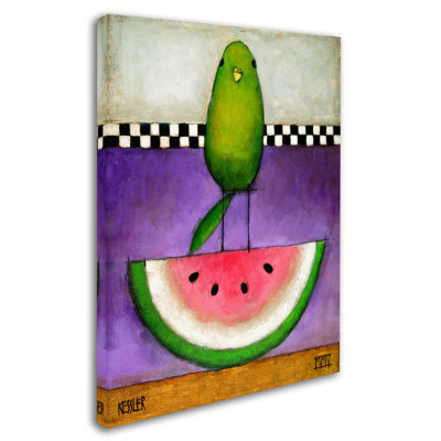 Art mural sur toile tendue - Daniel Patrick Kessler, «Watermelon Bird», pour une décoration de salon, de chambre à coucher ou de bureau - 18 x 24