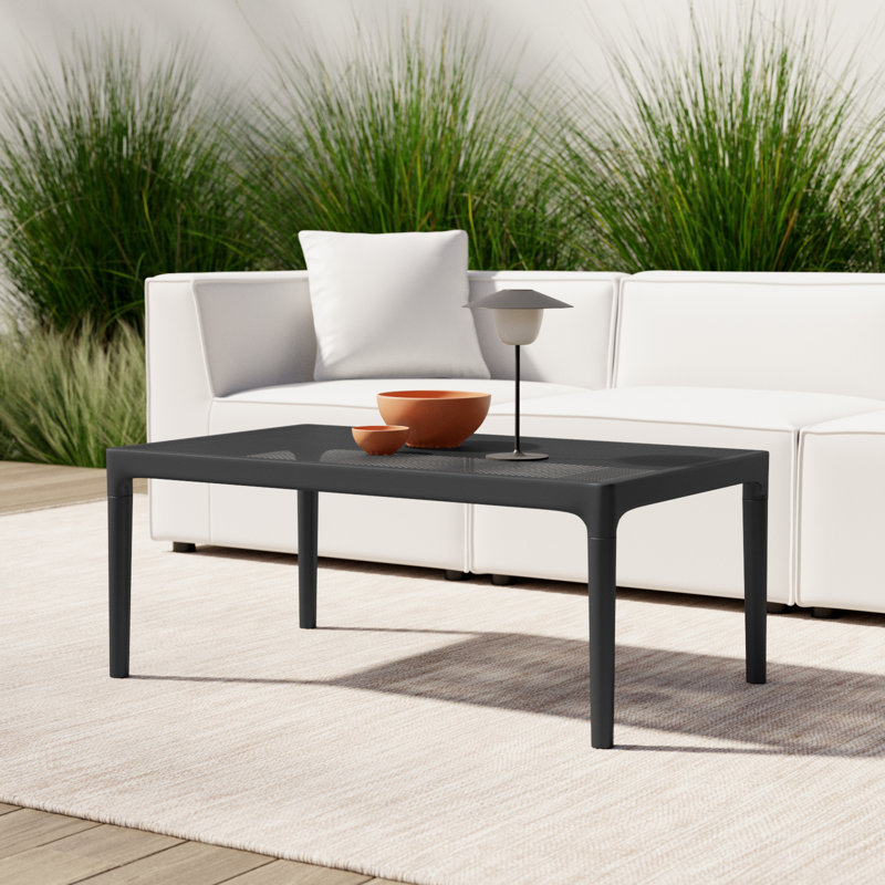 Farrah Rectangular Outdoor Coffee Table , 23.6'' in. W 19.6'' in. D, Black, 23.6"W x 15.7"H x 39.4"L
