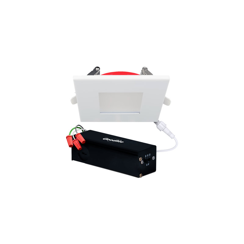 3'' LED Fire Rated & Certified Square Ultra Slim Downlight - Selectable Color, Dimmable 550 Lumens 