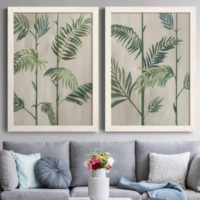 Modern Fronds I - Ensemble de 2 peintures sur toile encadrées