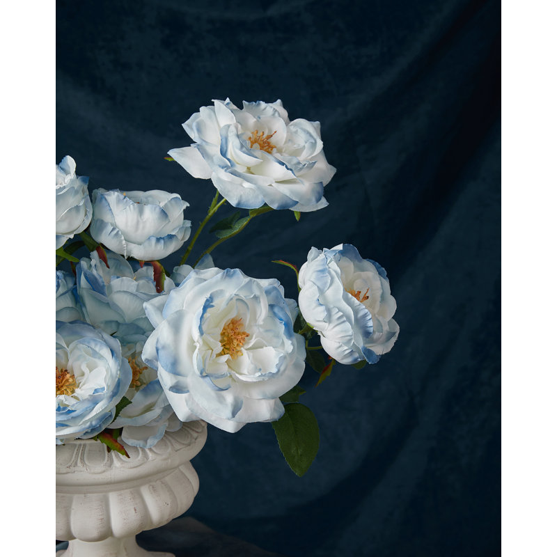 Fleurs roses artificielles 17 po, Bleu