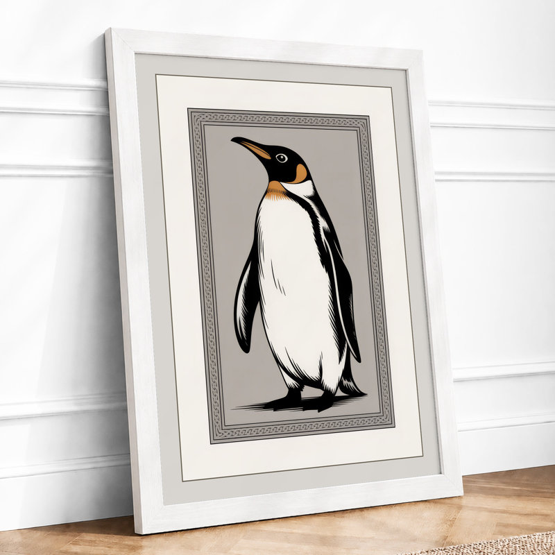 Penguin Study Minimalist - Print, A2 - 59.4 x 42.0 cm, White