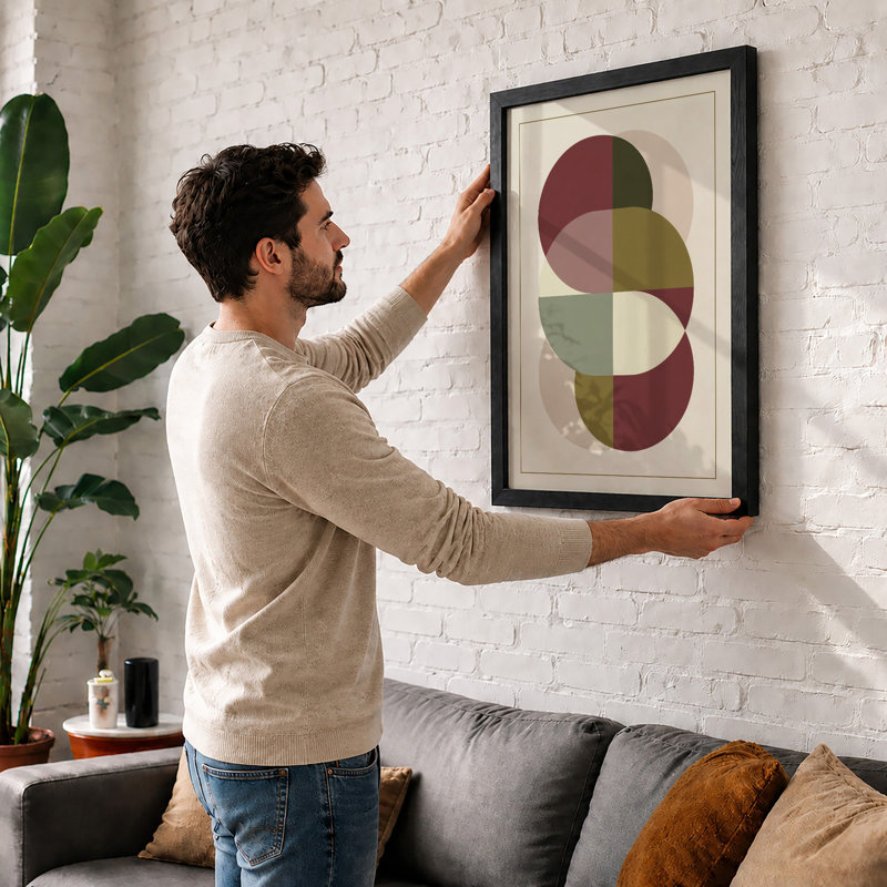 Interlocking Circles Mid-Century - Print, A1 - 84.1 x 59.4 cm, Black