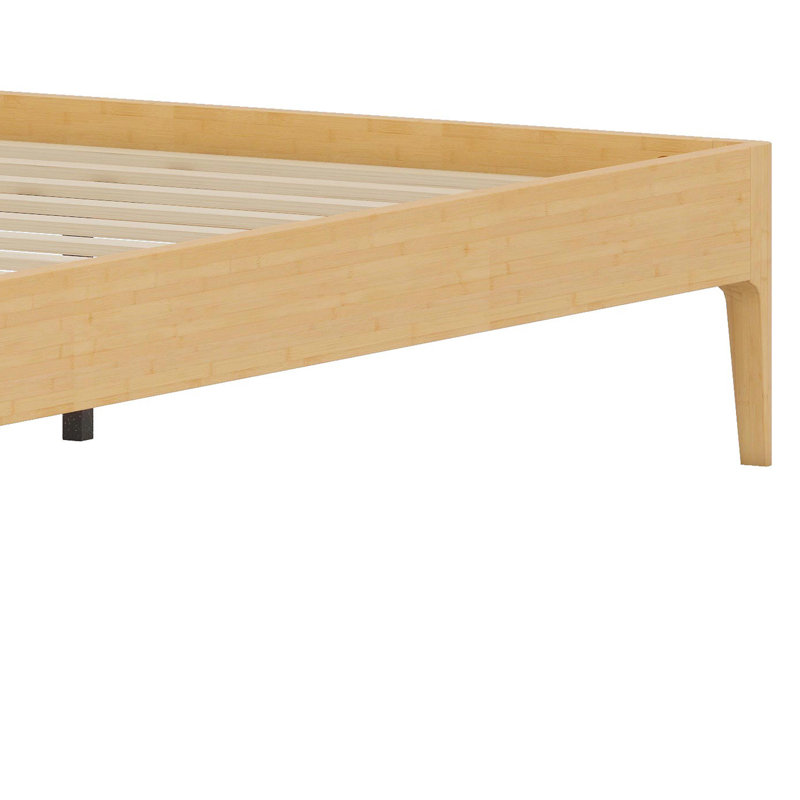 Modern Minimalist Platform Bed with Reinforced Slat Foundation, Natural