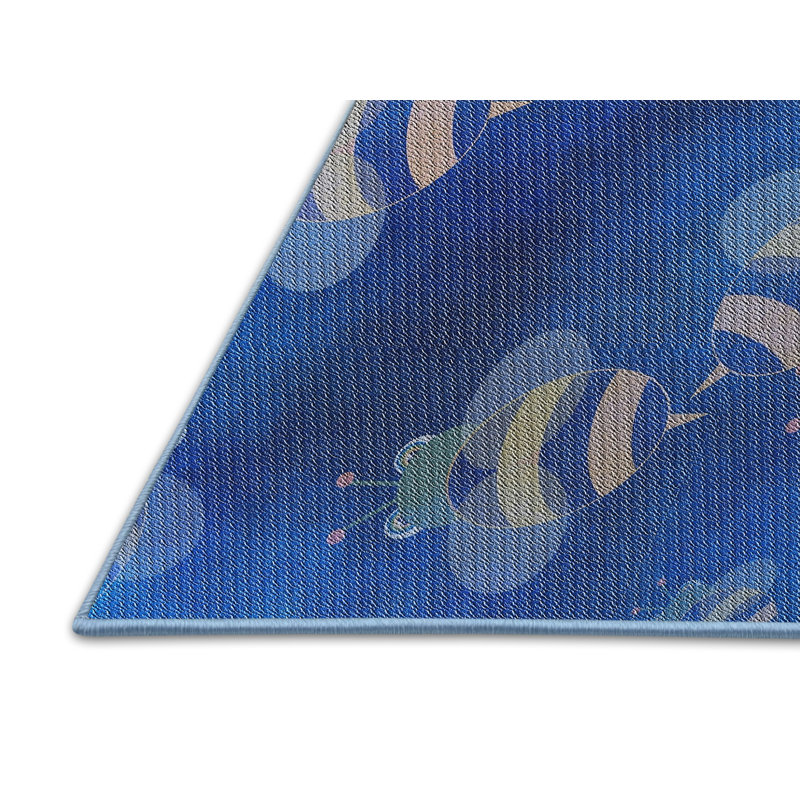 Tapis décoratif bleu Kavita, Rectangle 5 pi x 7 pi