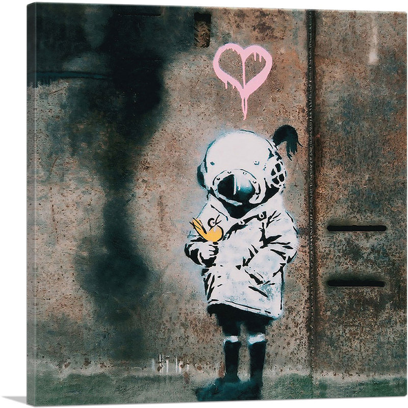 «Space Girl and Bird» par Banksy, reproduction d'art sur toile tendue, H 26 po x l 26 po x P 1,5 po
