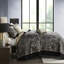 Couvre-lit 5 pièces pour grand lit - noir avec détails de broderie et bordure unie taupe-129988350-129988352