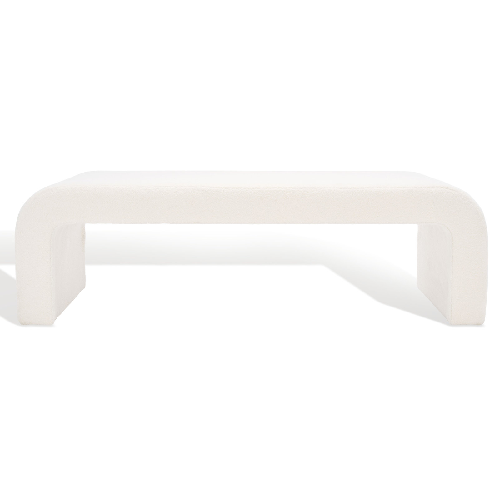 Daine 62" Linen Bedroom Bench, White Faux Lambs Wool