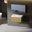 Ensemble de meuble-lavabo flottant 30 po avec lavabo, meuble-lavabo mural moderne à rayures avec tiroir à fermeture en douceur et lavabo à surface solide brillant