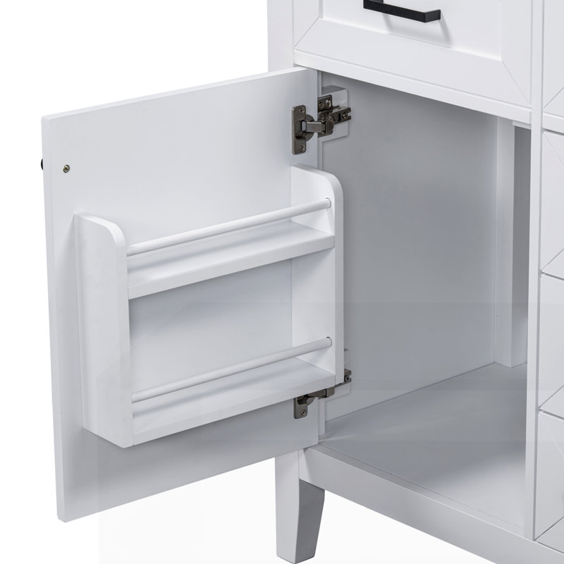 Meuble-lavabo 30 po avec lavabo, Noir, Blanc