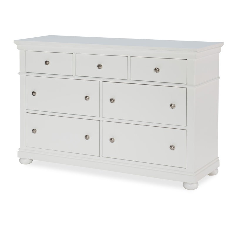 Commode 7 tiroirs Canterbury, Érable naturel / Blanc