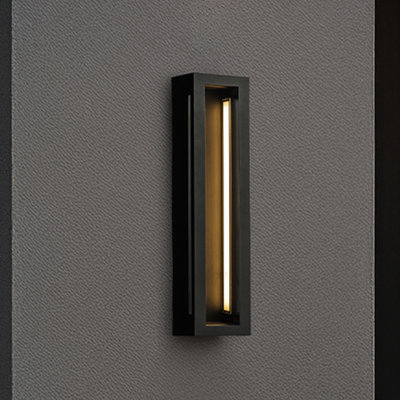 H20" Modern Outdoor Wall Light With Dusk To Dawn Sensor Linear Matte Black 30w Integrated Led Wall Sconce With Acrylic Shade For Porch Garage Entryway
