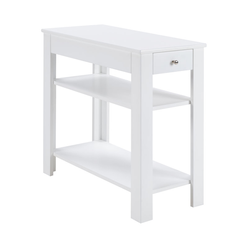 Slayter 24" Tall 1 Drawer Chairside End Table with Shelves, White